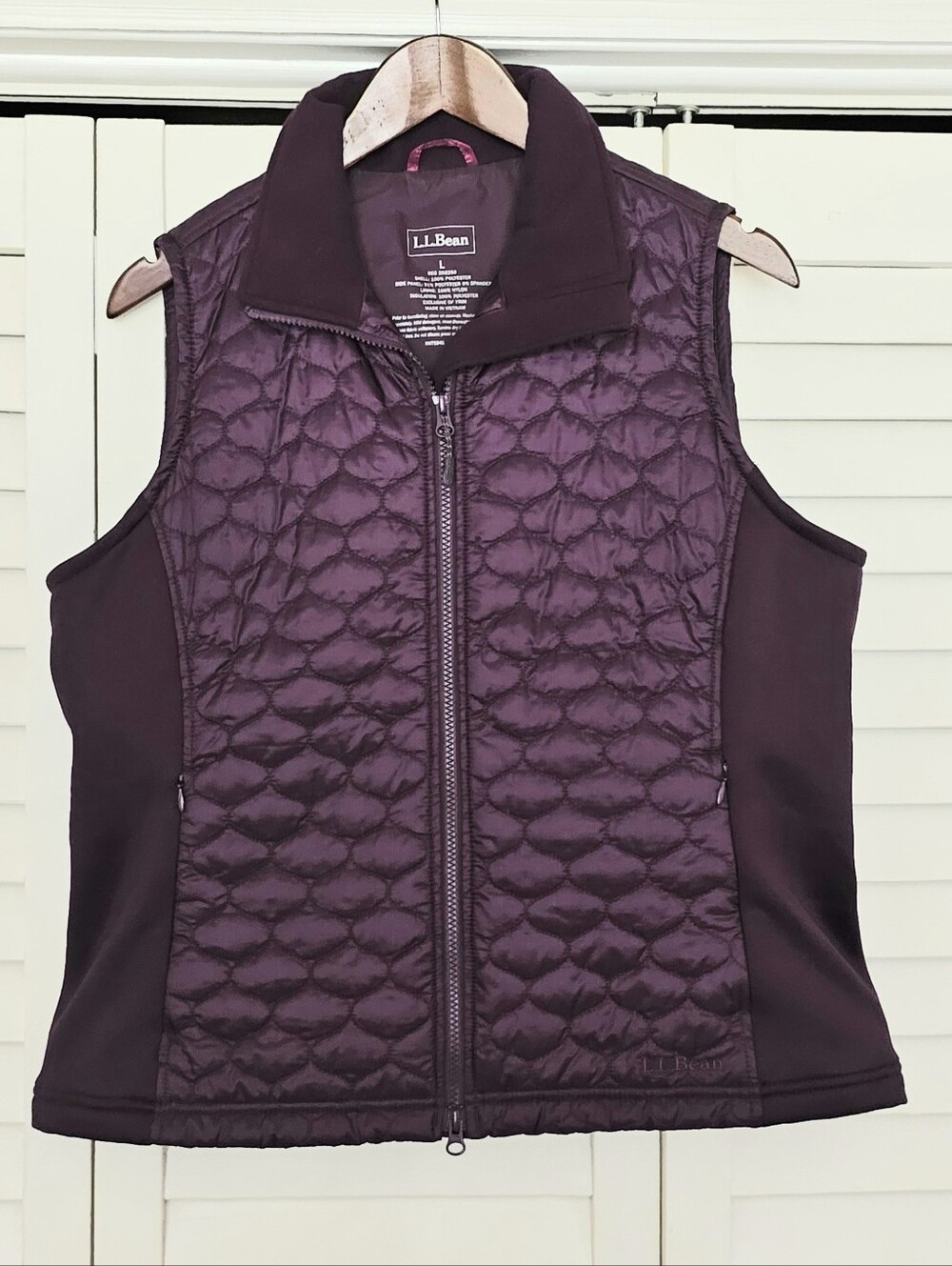 L.L Bean Quilted Vest Size L Plum Purple Full Zip Lightweight Thinsulate